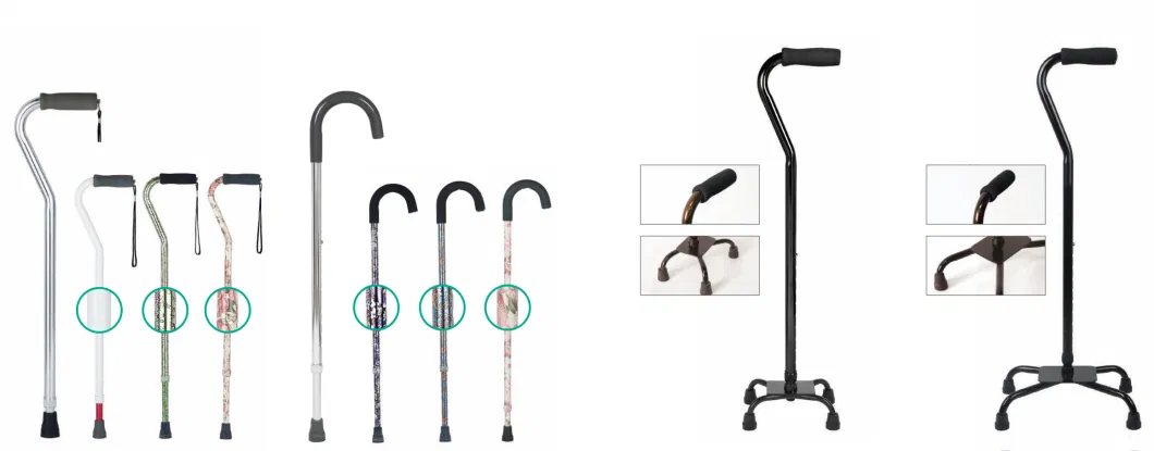 Walking Stick Lightweight Adjustable Singled Cane with PVC Handle Wheelchair Aid