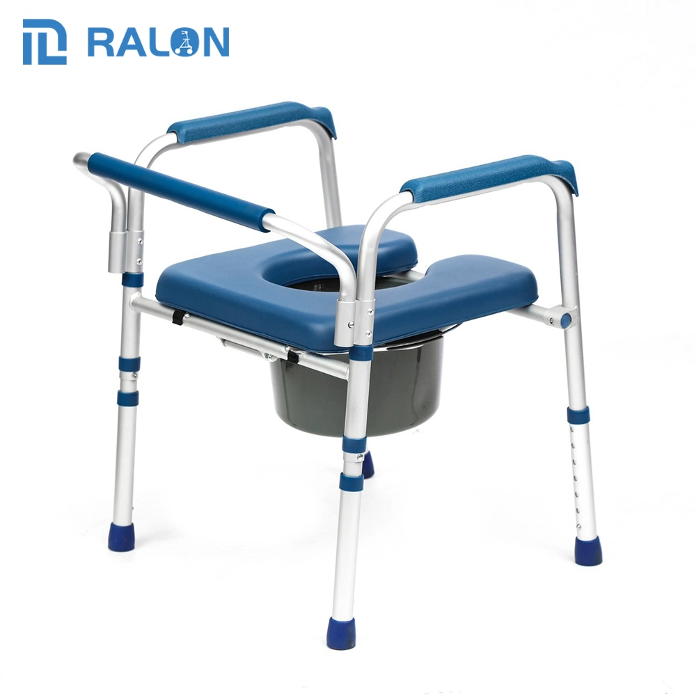 Medical Equipment European Large Seat Heavy Duty Elderly Aluminium Foldable Commode Chair