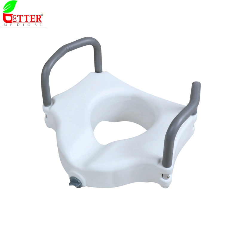 USA Style Tool Free 2 in 1 White Color PP Plastic Raised Toilet Seat 4&quot; with Armrest