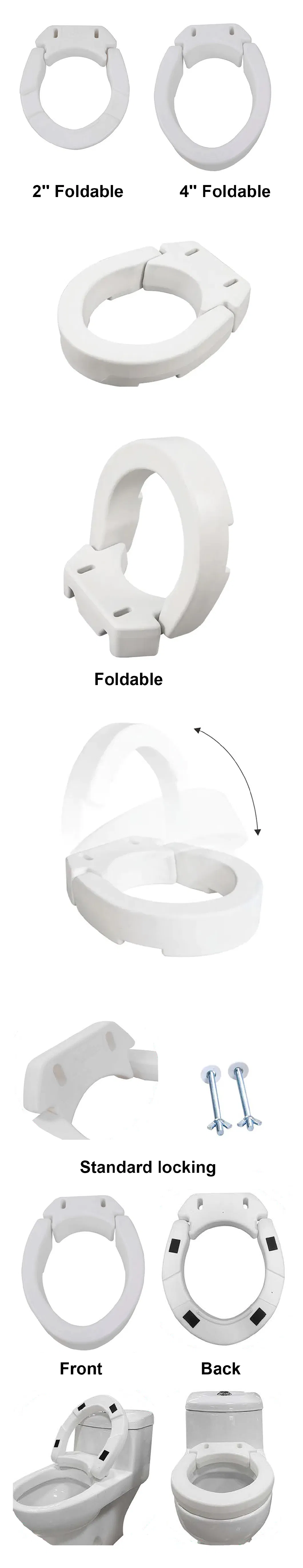 Standard 2&prime; &prime; Us-Style Raised Toilet Seat Elevator with Handles Commode Chair Safety