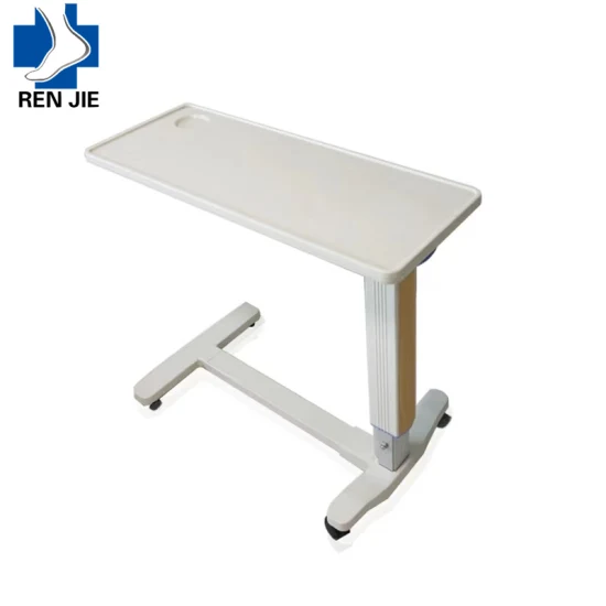 Hospital Furniture Movable Height Adjustable ABS Hydrailc Dining Table Modern Hospital Overbed Table with Trolley