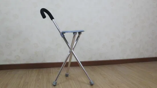 Three Leg Aluminum Walking Stick with Chair Elderly Outdoor Walking Crutch Folding Tripod Cane